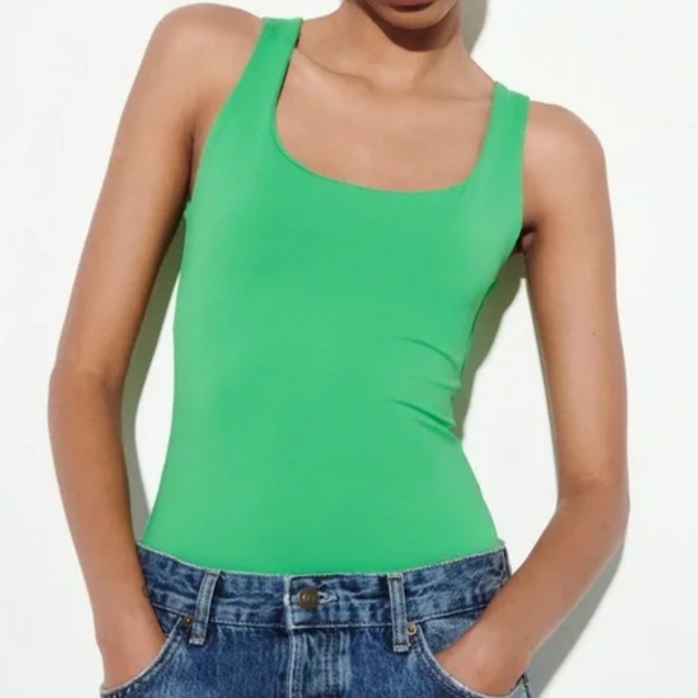 NEW ZARA POLYAMIDE TANK TOP WITH WIDE STRAPS